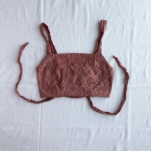 Intimately Free People Eyelet Back Tie Cottagecore Boho Tank 🎟️ Size Extra Small